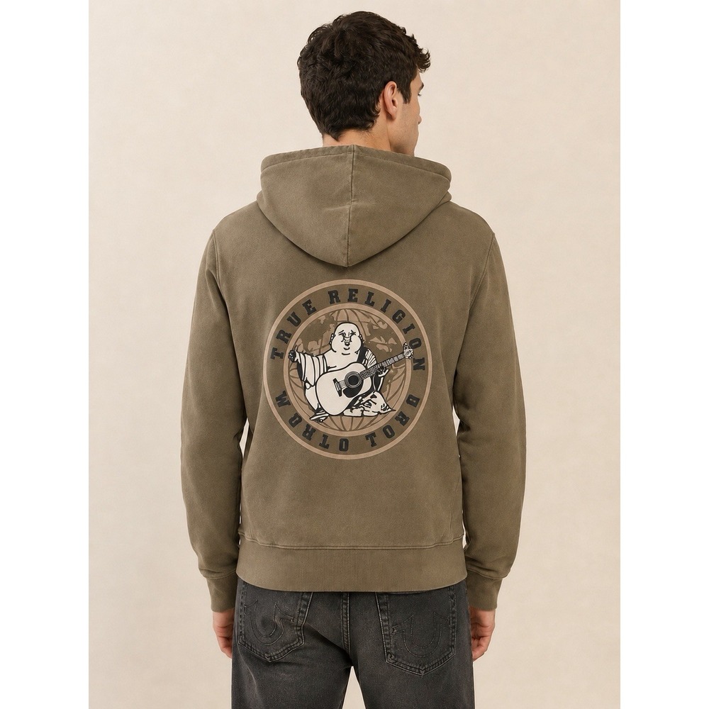 True Religion Global Buddha Zip Hoodie Men's Small Kalamata Green NWT $119